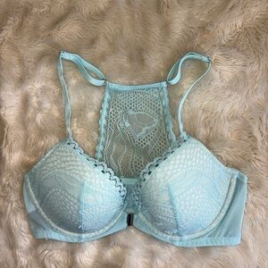 Elegant Lace Halter Bralette - Light Blue